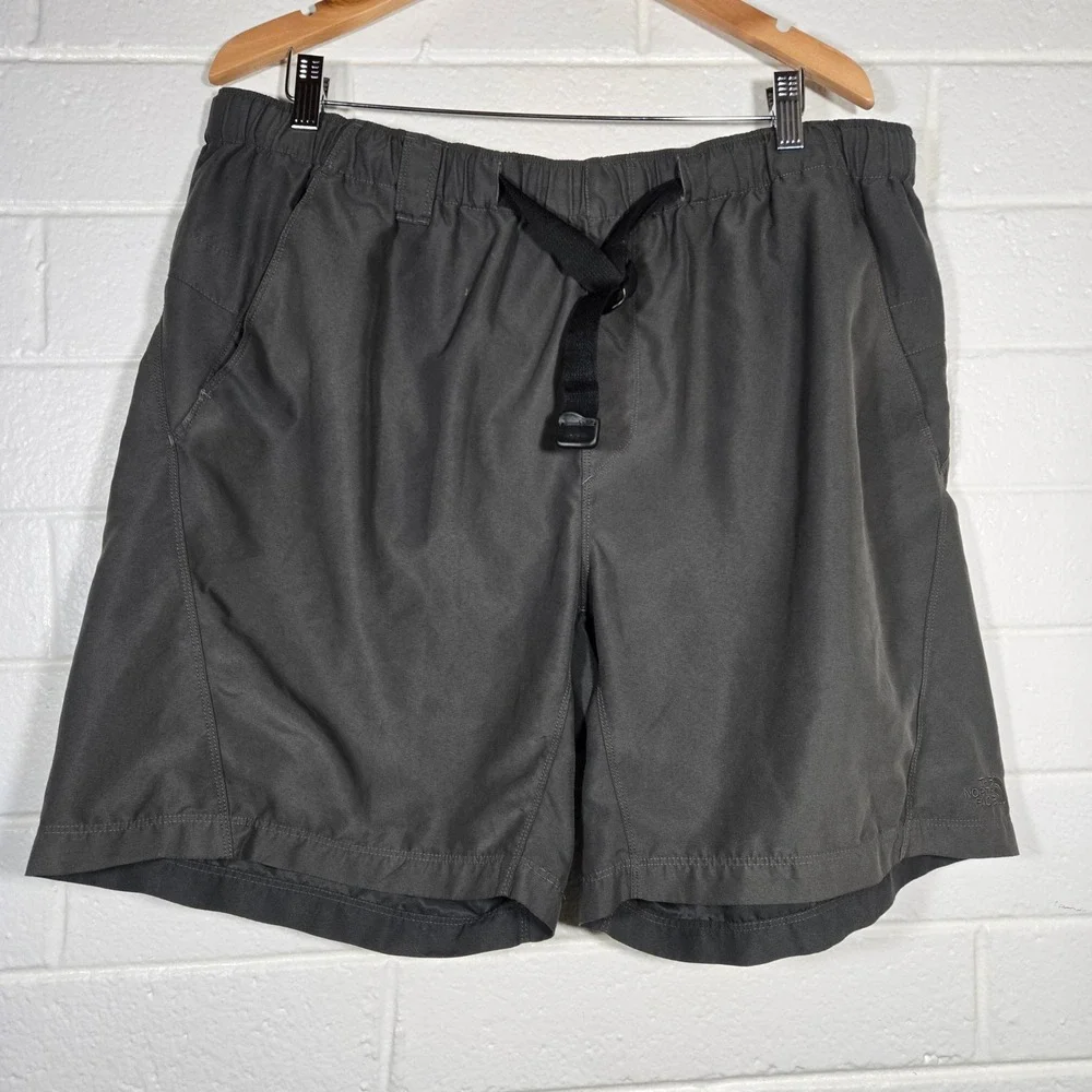 2 Lot North Face‎ XL 8.5 Inseam Nylon Shorts Elastic Waist Belted Outdoor Hiking